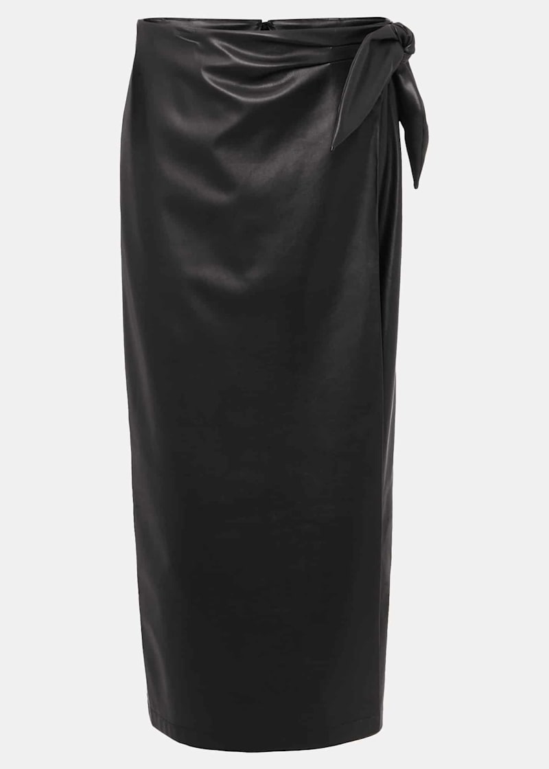 Faux leather wrap midi skirt sale