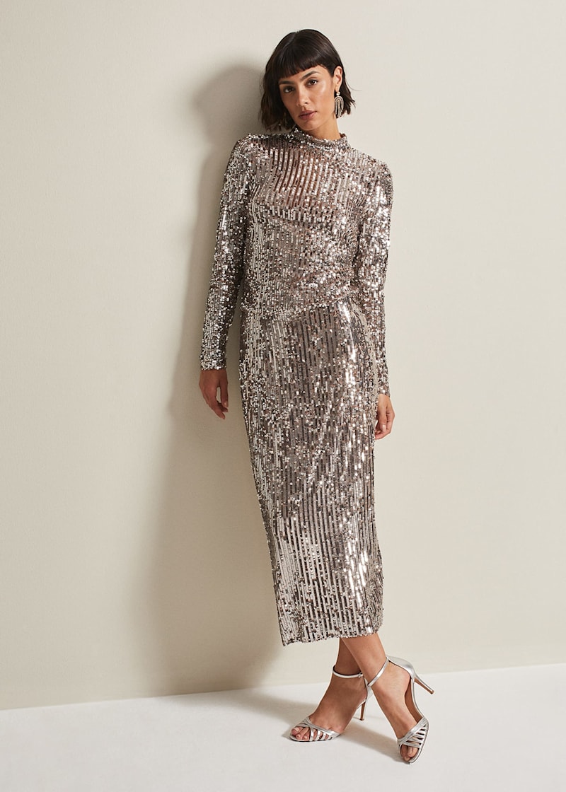 Milly jami sequin pencil skirt 2025