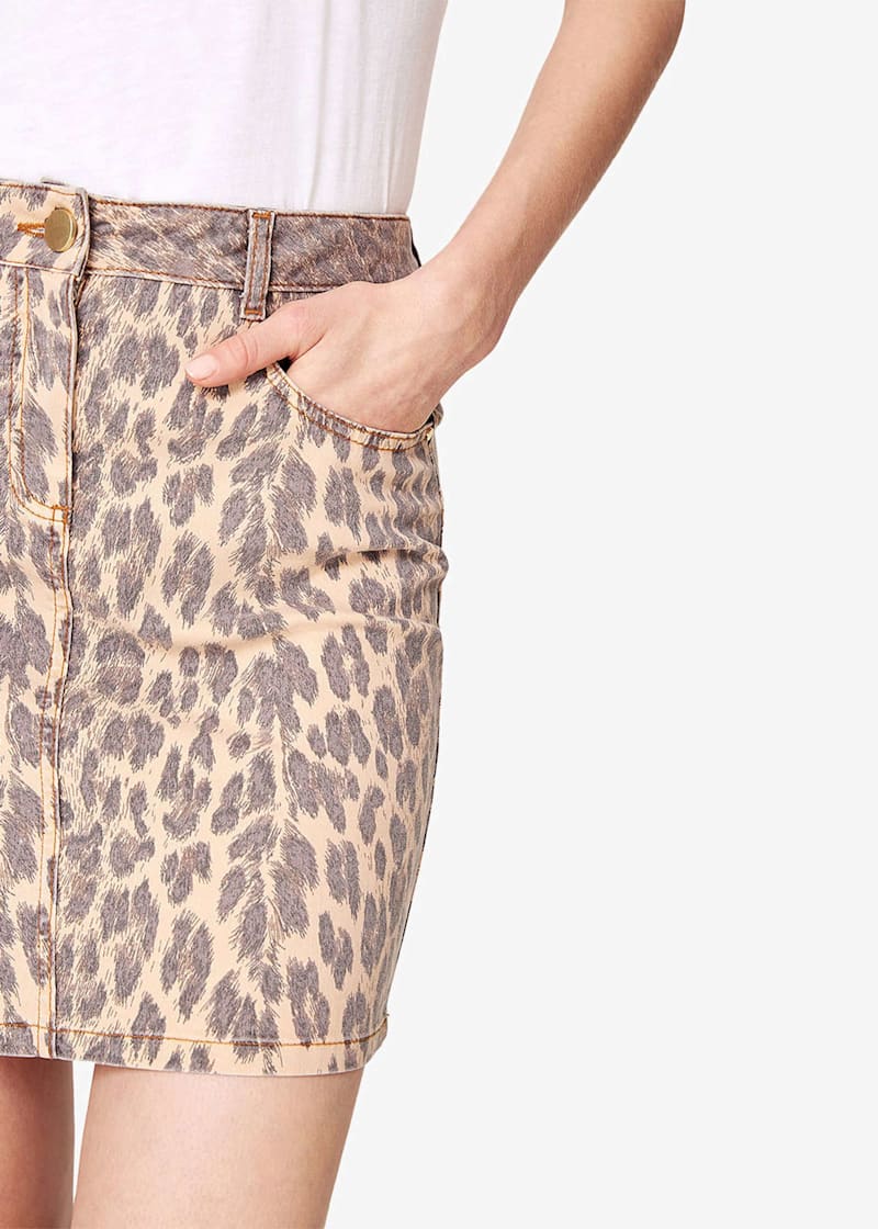 Alexia Leopard Print Denim Skirt