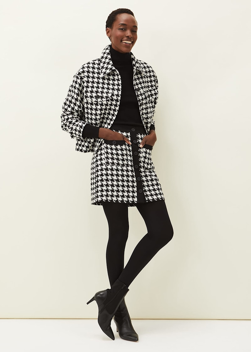 Dogtooth wool coat store