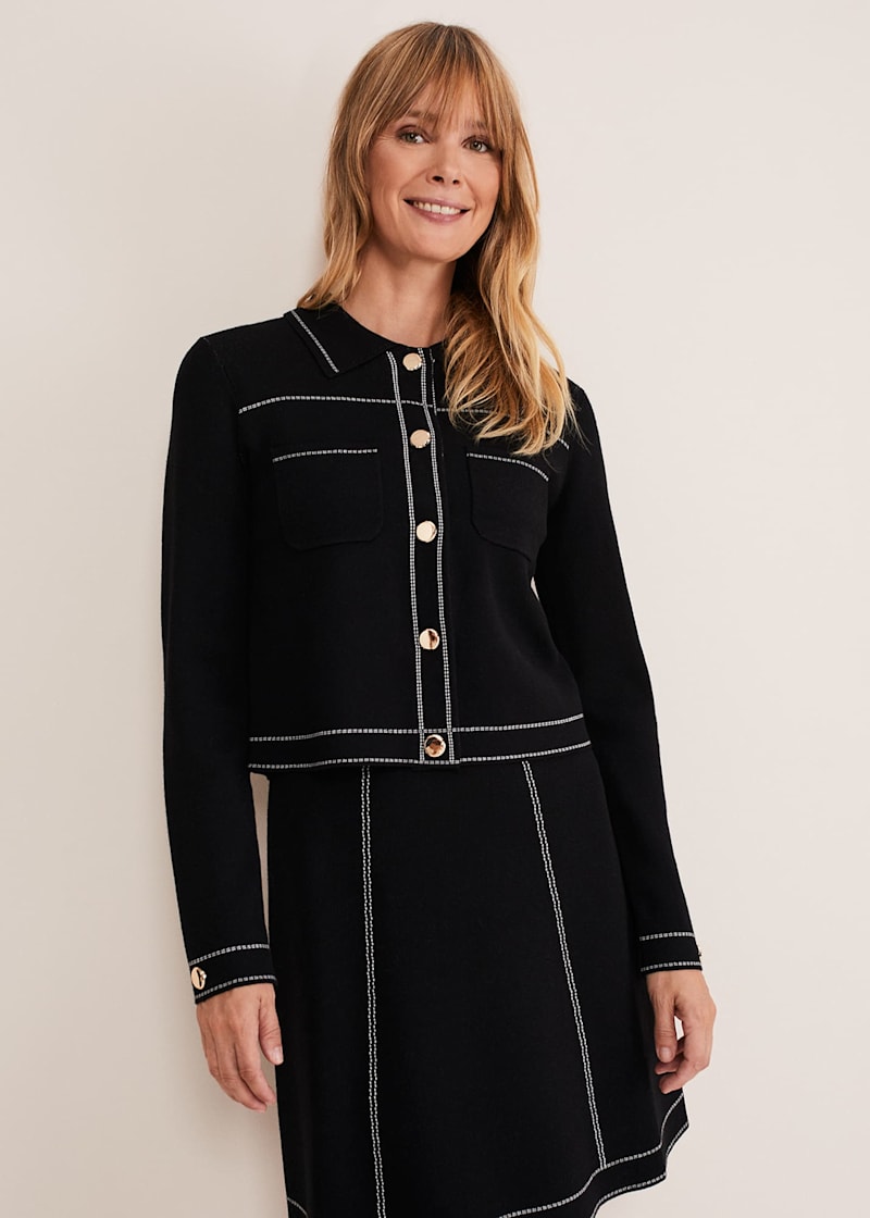 Amaya Contrast Stitch Knit Jacket