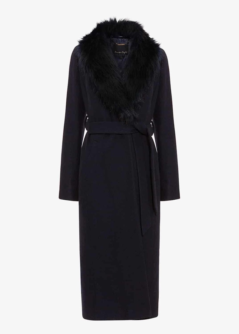 Grey faux fur collar coat shop
