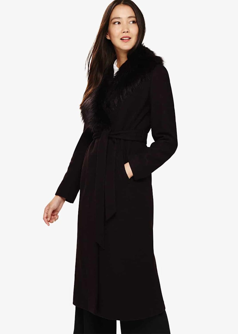 Calvin klein faux fur collar coat sales