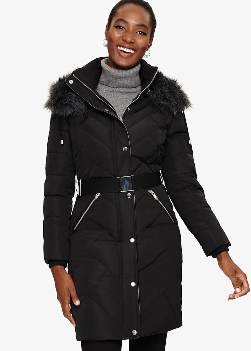 Bernadine Long Chevron Puffer Coat
