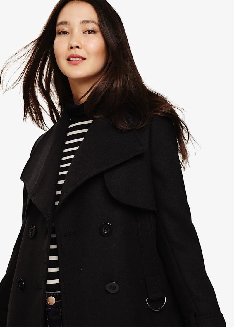 Black swing coat womens deals