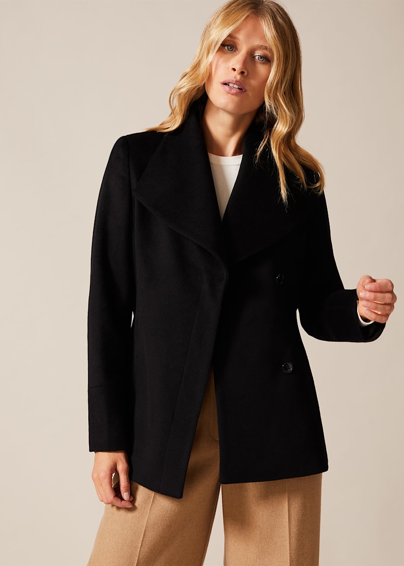 Short belted wool coat shop