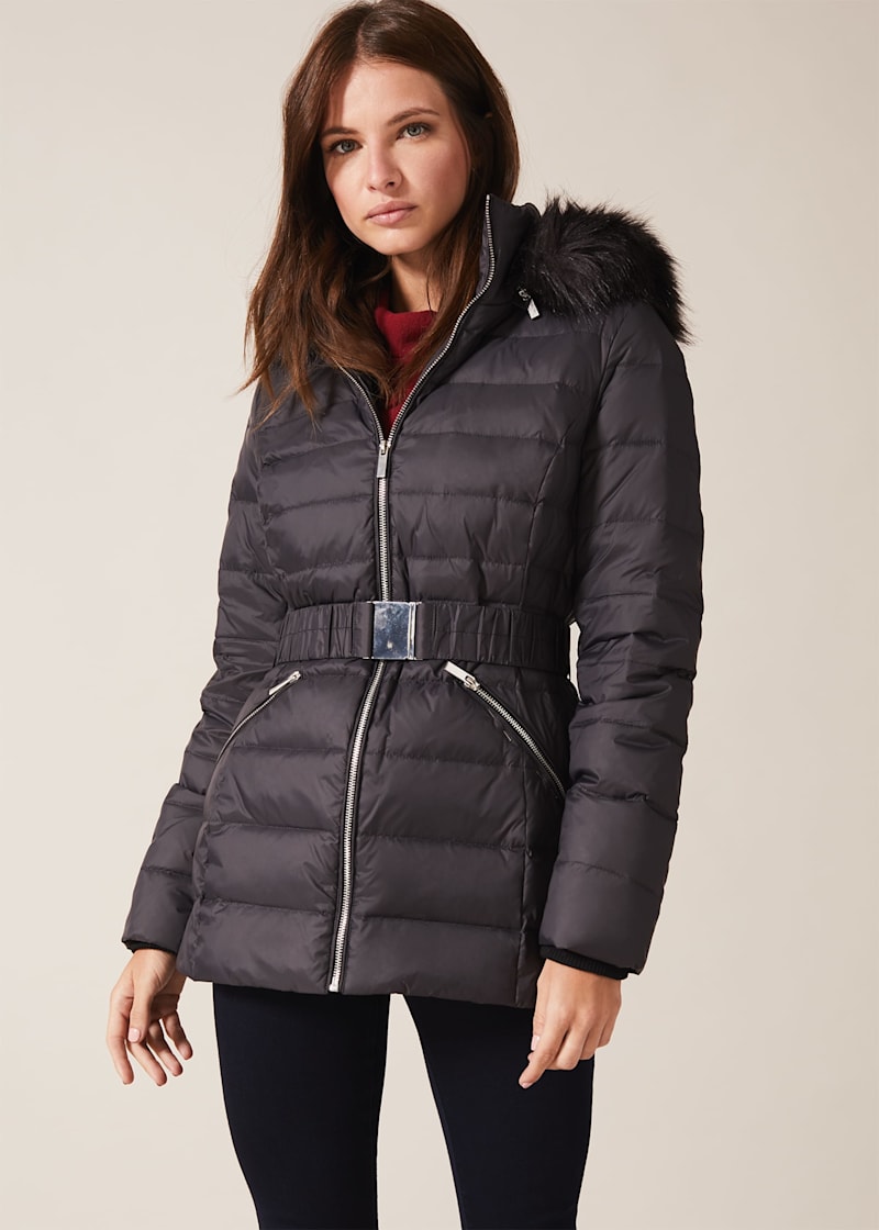Black high shine padded jacket hot sale