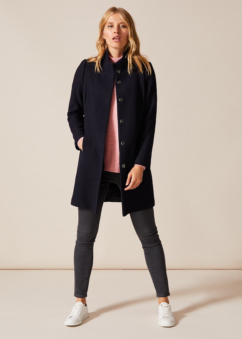 Benetton mid length deals hidden double breasted coat