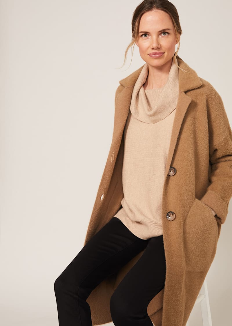 Camel top knit coat