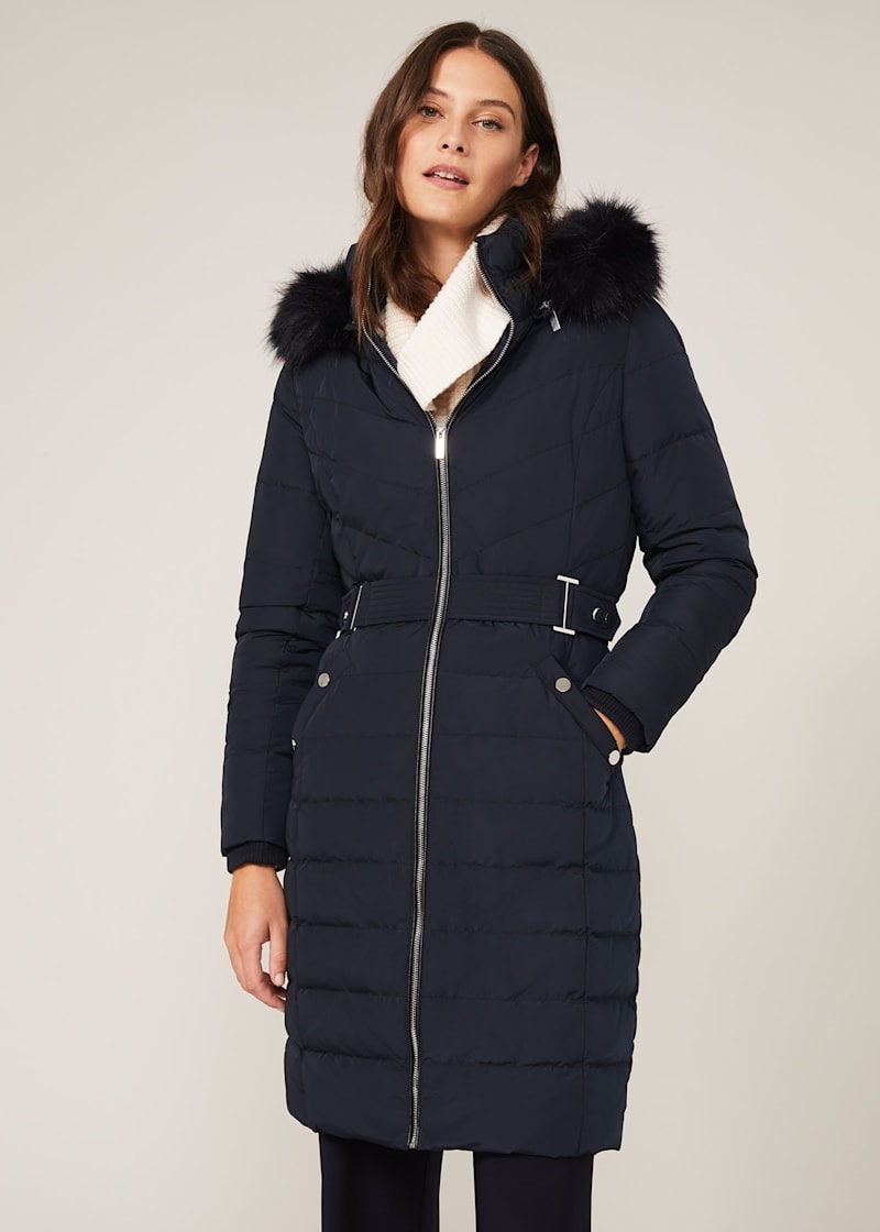 Elouise Buckle Long Puffer Coat | Phase Eight UK