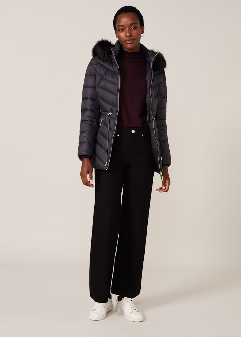 Limefield genuine shearling sale hood puffer coat