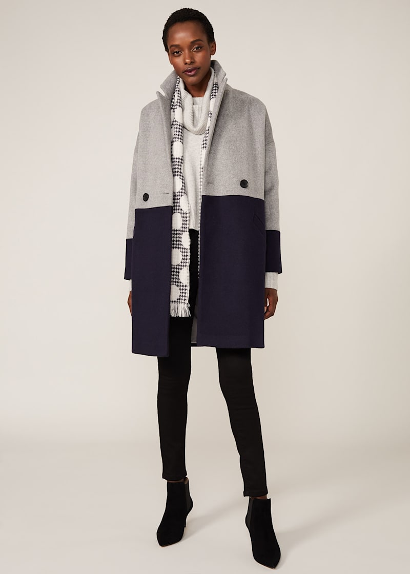 Colour block best sale wool coat