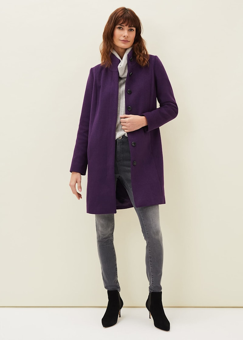 Aubergine wool coat on sale