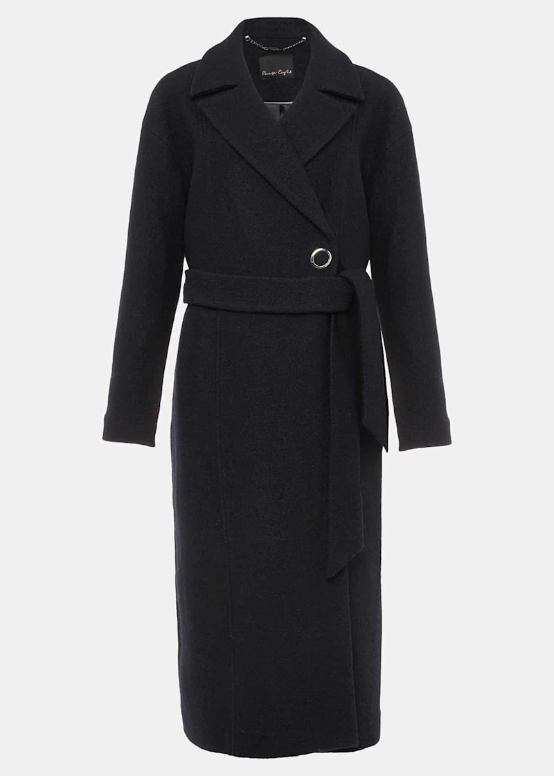 Osman black wrap gather coat top