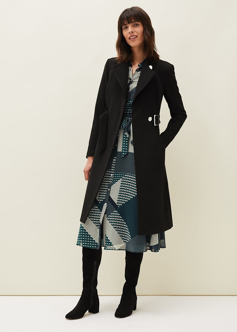 Grey collarless coat on sale