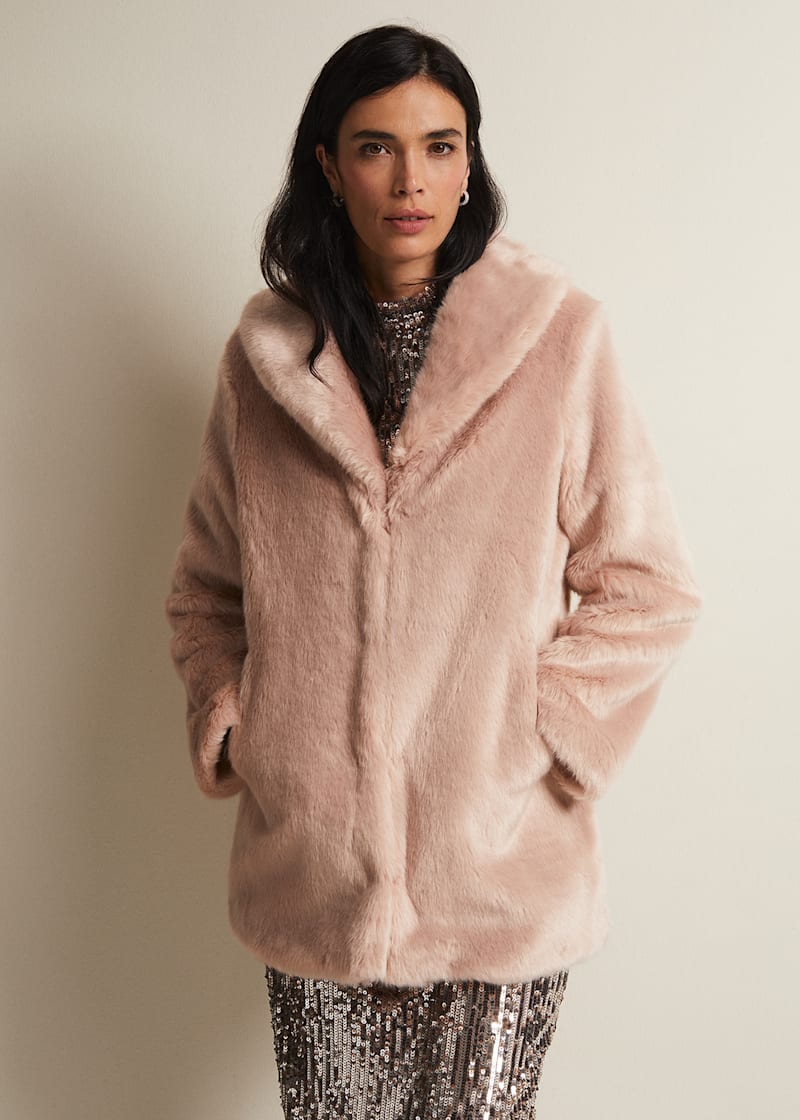 Neon Pink Faux Fur Oslo Coat - Megan Makes