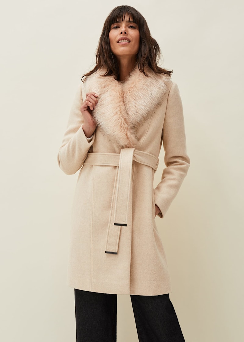 Fur trim coat top