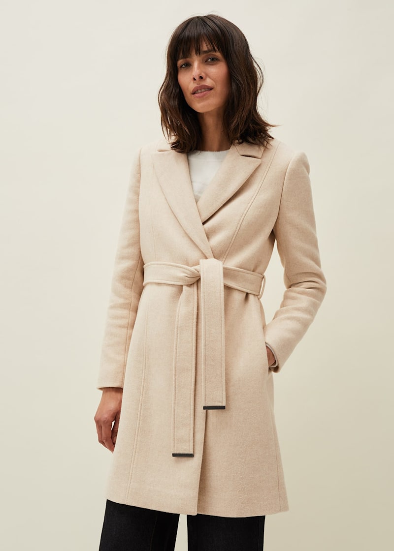 Beige fur collar coat shop
