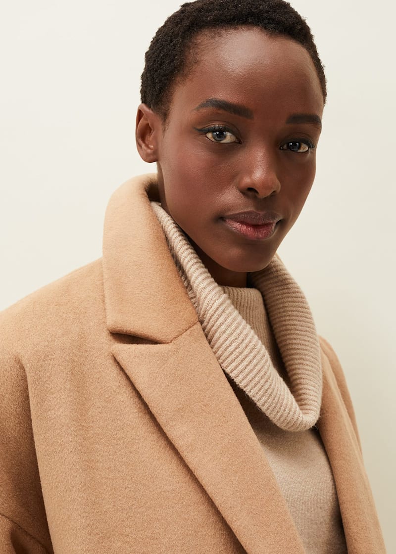Camel colour wool coat store