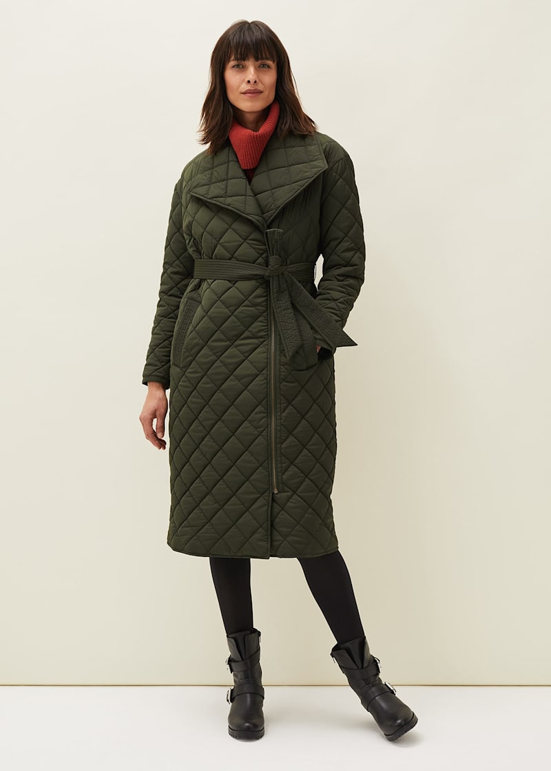 Esprit padded mac coat in khaki