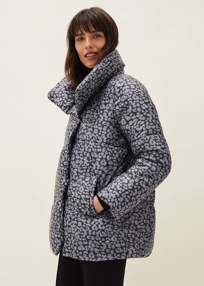 Leopard puffer coat on sale