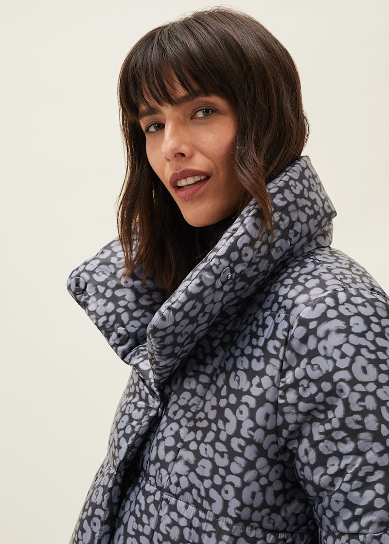 Animal print puffer coat on sale