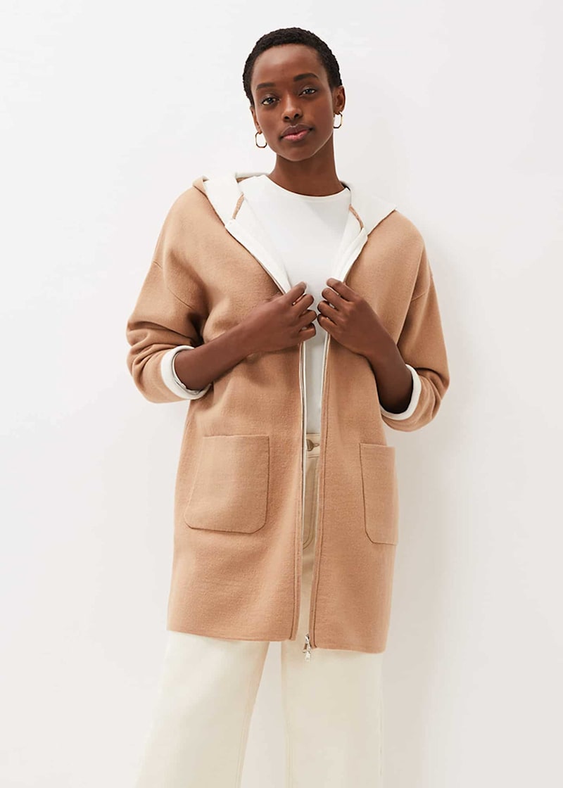 Women double face hooded coat clearance