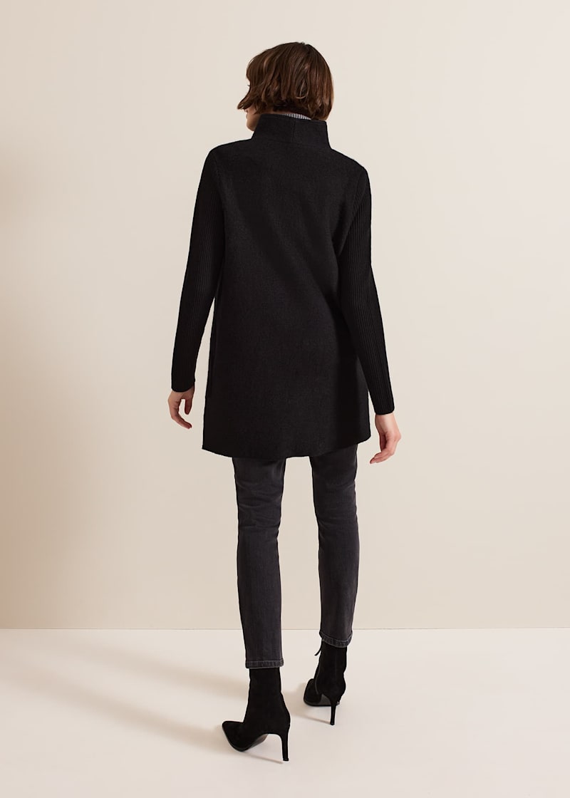 Black top knit coat