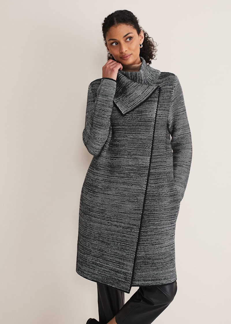 Women tweed knitted coat cheap