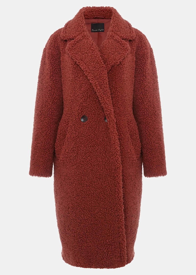 Long red teddy hot sale coat