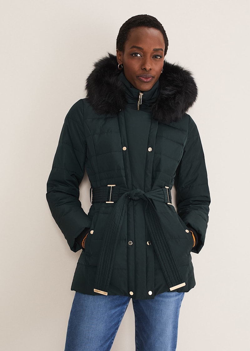Short belted puffer coat 2025