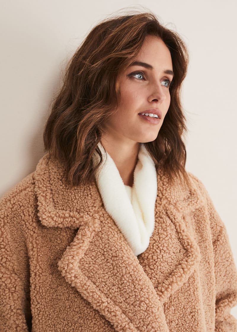 Teddy coat brown short discount