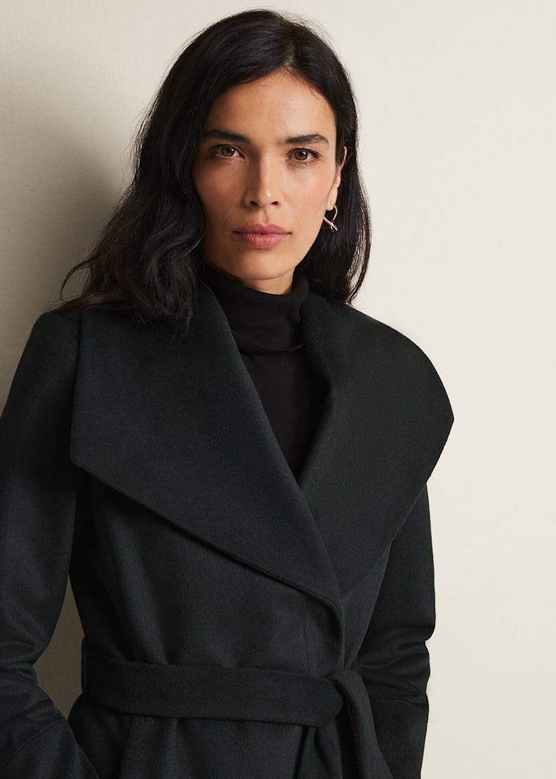 Dark green belted coat discount