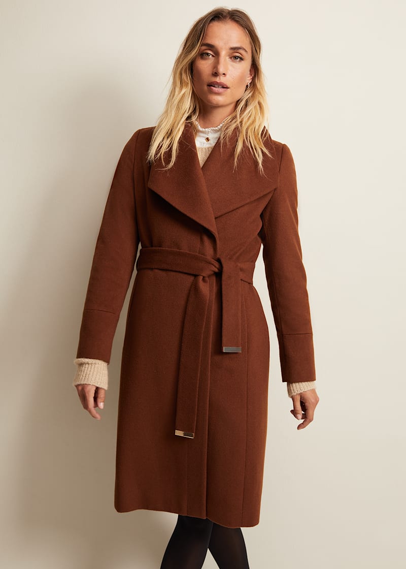 Tan belted coat clearance