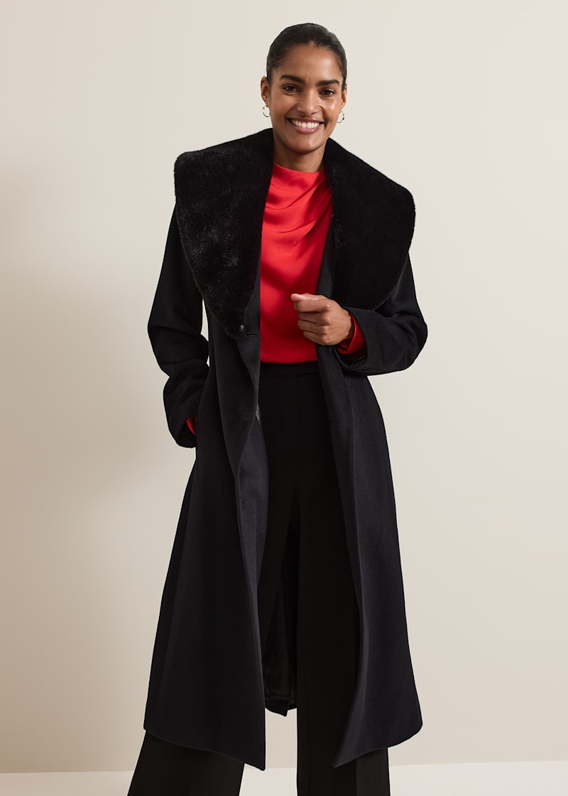 Zylah Faux Fur Collar Wool Smart Coat | Phase Eight UK |