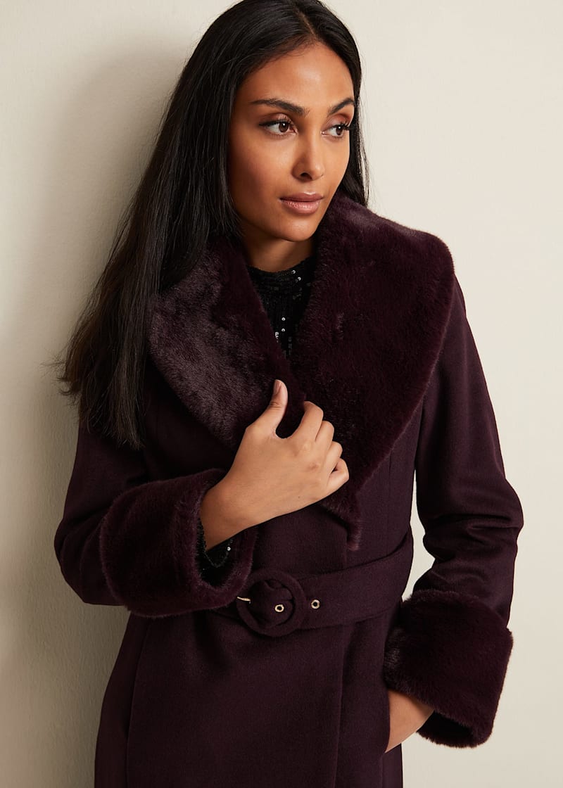 Petite Zylah Faux Fur Collar Wool Coat | Phase Eight UK |