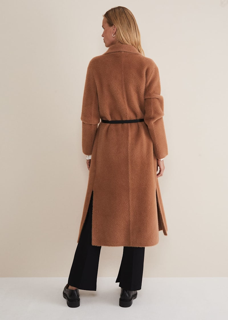 Natasha Waterfall Fluffy Belted Coat