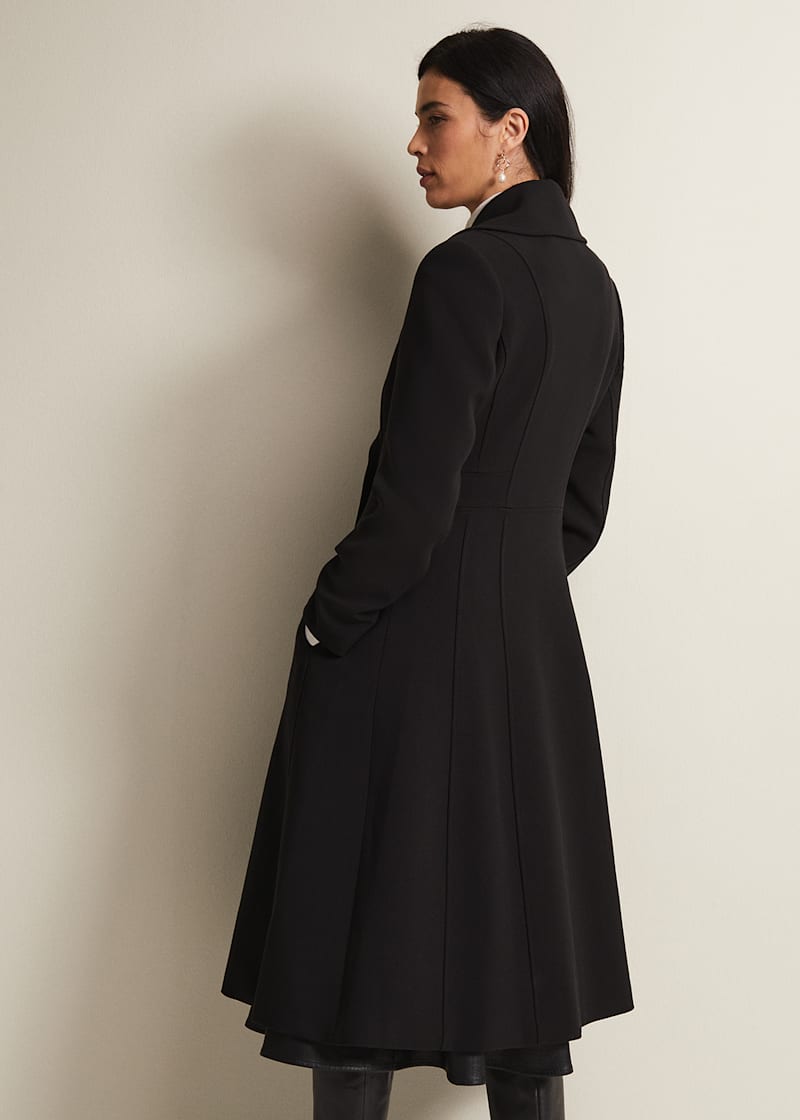 Sandra Wool Navy Long Smart Coat