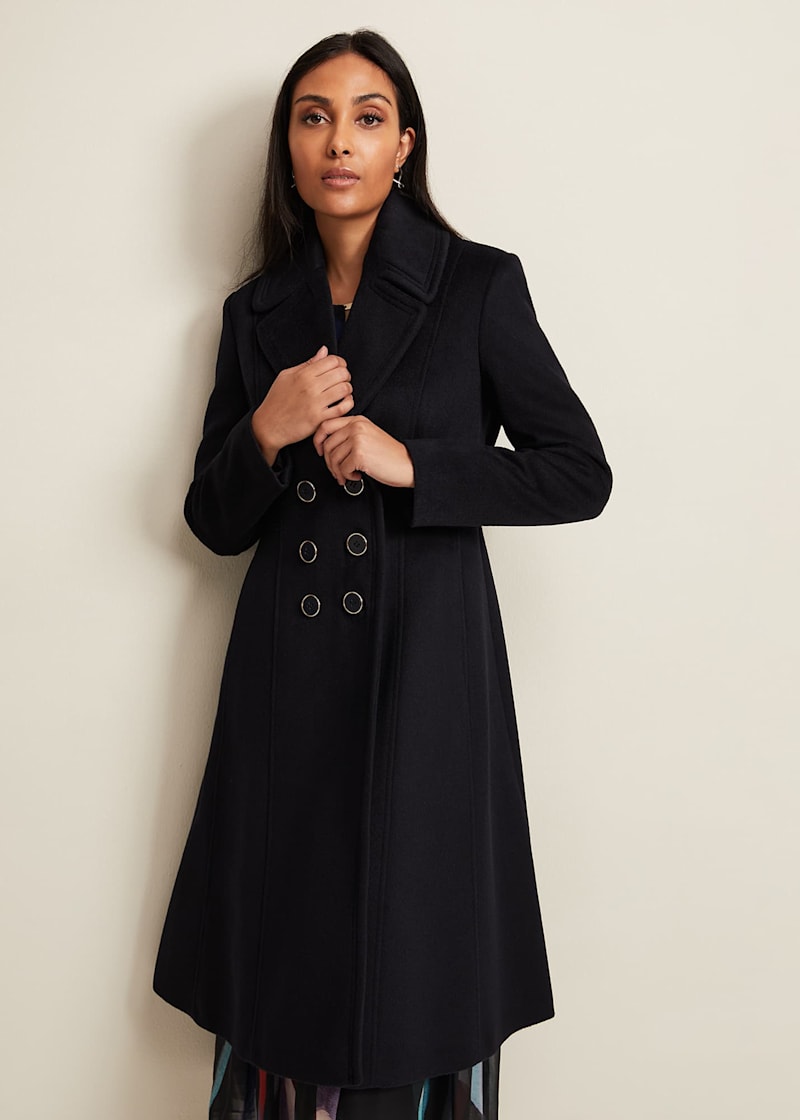 Petite Sandra Wool Fit And Flare Coat |