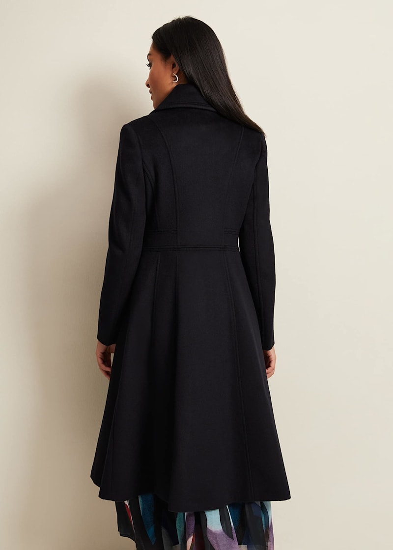 Belted fit and flare coat deals