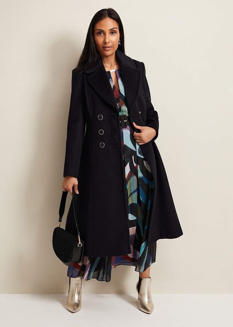 Fit flare wool coat deals