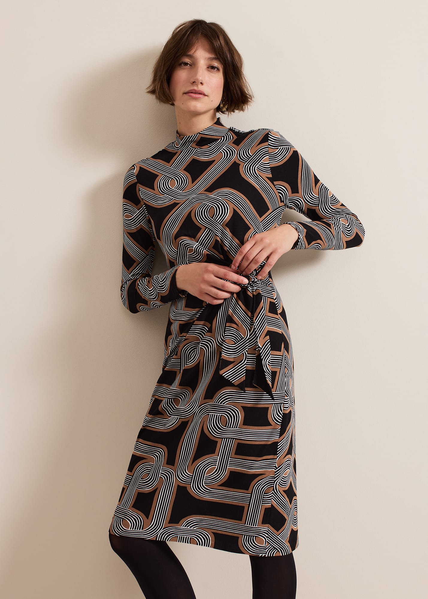 Margot Black Jersey Fitted Midi Dress